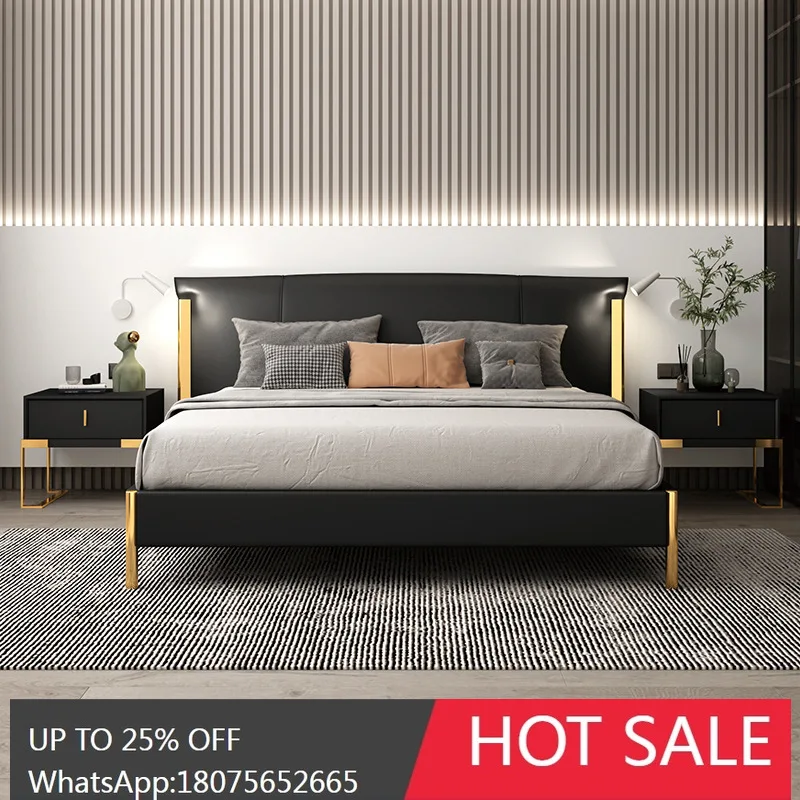 

SGF Nordic Modern Minimalist Italian Genuine Leather Bed Luxury Soft Bed with High-End Feel