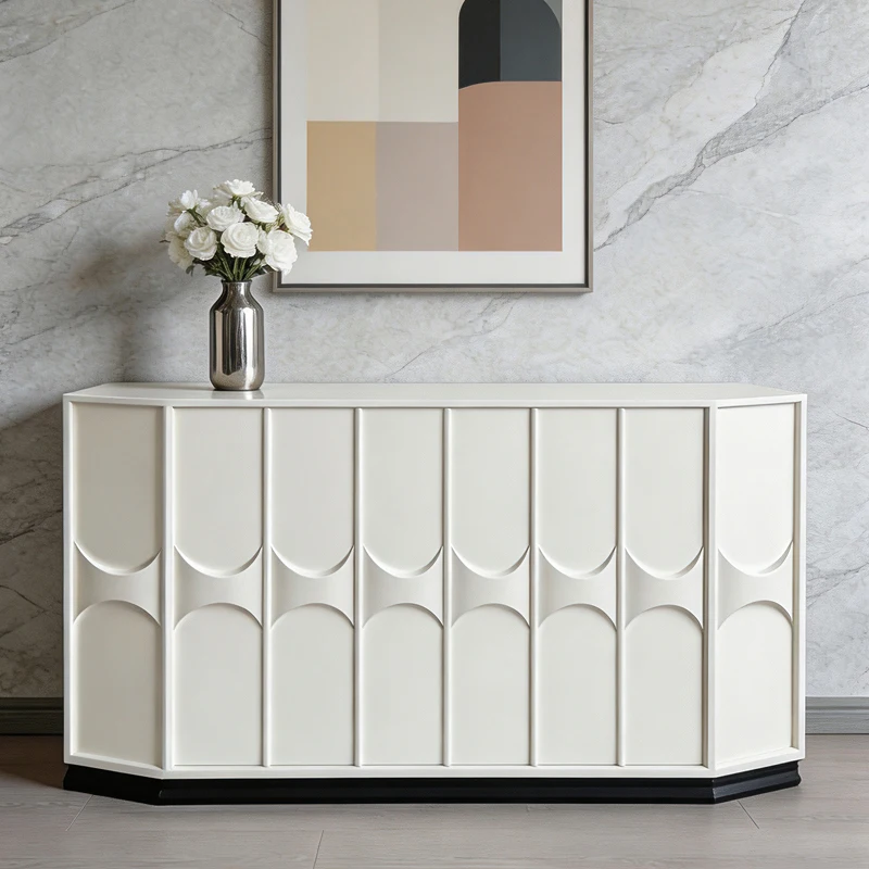 DSA living room pure solid wood dining side cabinet integrated against the wall floor cream wind storage light luxury bedside