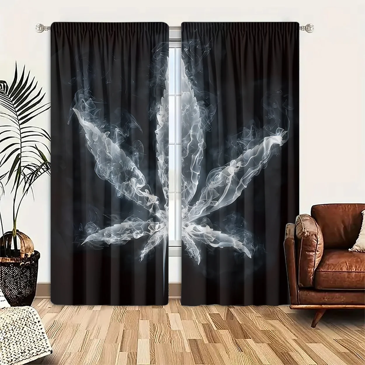 2pcs, Polyester Material, High-Definition Digital Print Maple Leaf Pattern, Sheer Curtains Suitable for Bedroom, Living Room