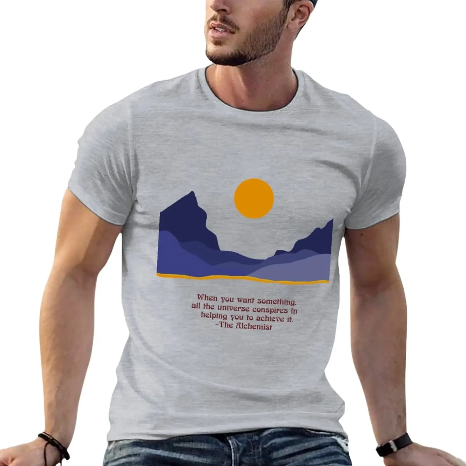 

The Alchemist Quote l Paul Coelho Quote l Universe Conspires l Inspirational Quote T-Shirt blanks black t shirts for men