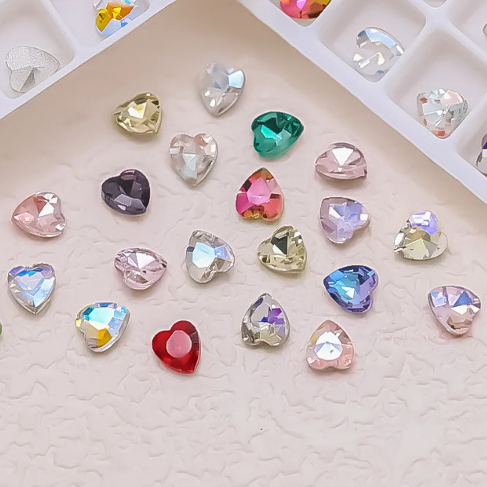 100pcs/pack 4mm pointed bottom heart jewelry with super sparkling illusion crystal peach heart mini diamond nail matching