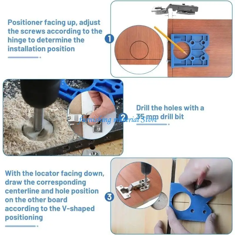Y5GD Professional 35mm Hinge Template Set and Small Blue Lock Hole Locator User friendly