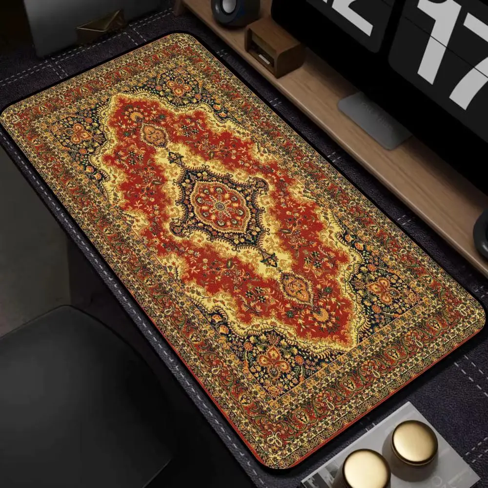 Vintage Persian Rug Pattern Large Mouse Pad, Non-slip Desk Mat, Retro Oriental Carpet Gaming Keyboard Pad for Office