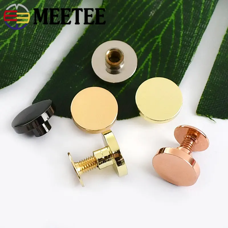 10Pcs Meetee 10/15mm Metal Rivet Nails Round Screw Bag Hardware Decorative Studs Button DIY Twist Snap Hook Clasp Accessories