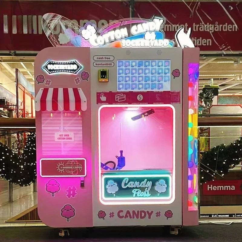 Commercial Custom Pink Sweet Floss Flower Automatic Cotton Candy Vending Machine China Factory Latest Food Grade Hot Sale