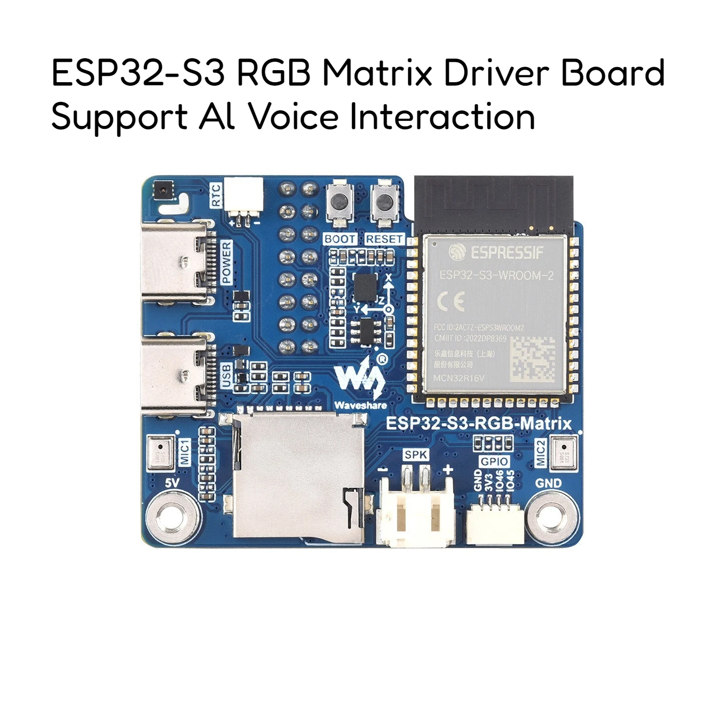 ESP32-S3 RGB Matrix Driver Board, Onboard Dual Microphones Array, Supports 2.4 GHz Wi-Fi And Bluetooth 5 (BLE)