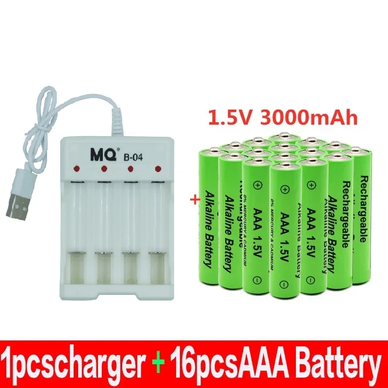 

100% New AAA Battery 3000 MAh Rechargeable Battery AAA 1.5 V 3000 MAh Rechargeable New Alcalinas Drummey + Charger