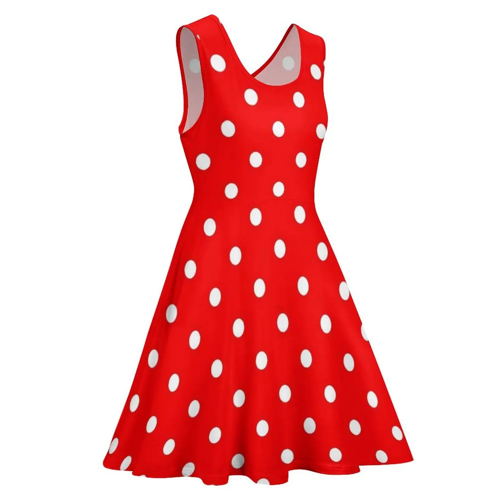Retro Polka Dots Dress Red And White Vintage Dresses High Waist Casual Skate Dress Woman Design Vestidos Birthday Present