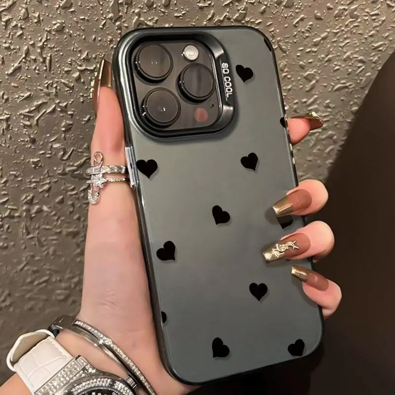 

For Samsung Galaxy A56 A55 A54 A53 A52 A36 A35 A34 A26 A16 Phone Case Black Heart Cover For S25 S24 S23 S22 S21 Ultra Plus FE