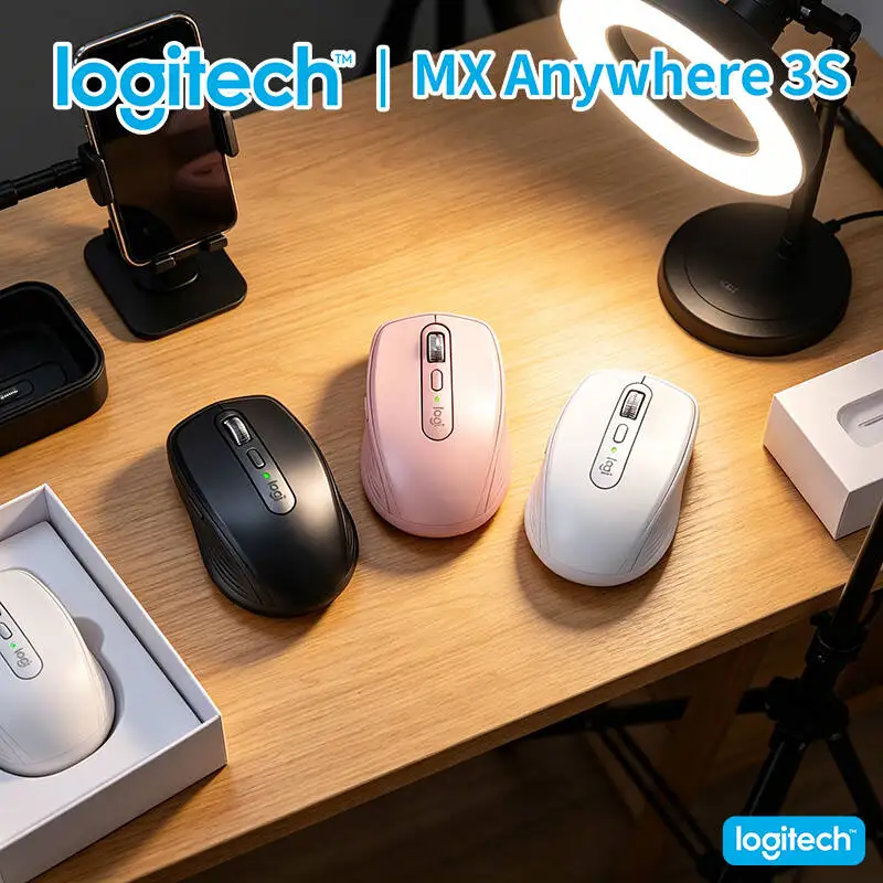 Premium Logitech MX Anywhere 3S - 8K DPI Darkfield, Hyper-Scroll, Silent Click, 3-Device Sync for Home Office
