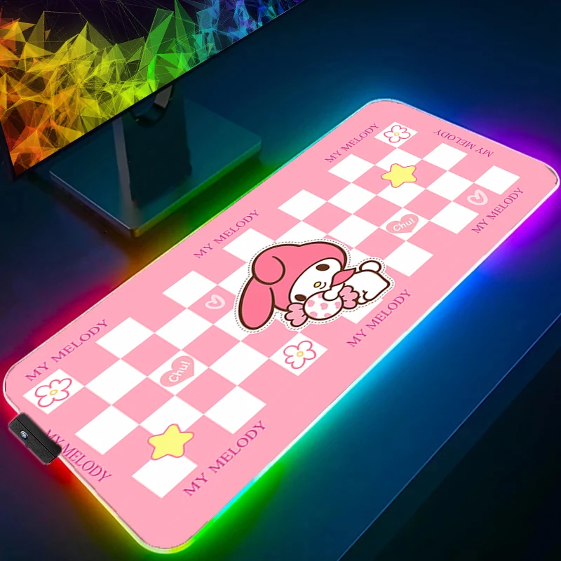 

LED Mouse Pad XXL My M-melody PC RGB Desk Mat Gamer Office Backlight Carpet Keyboard Table Gaming Accessories Kawaii Mousepad