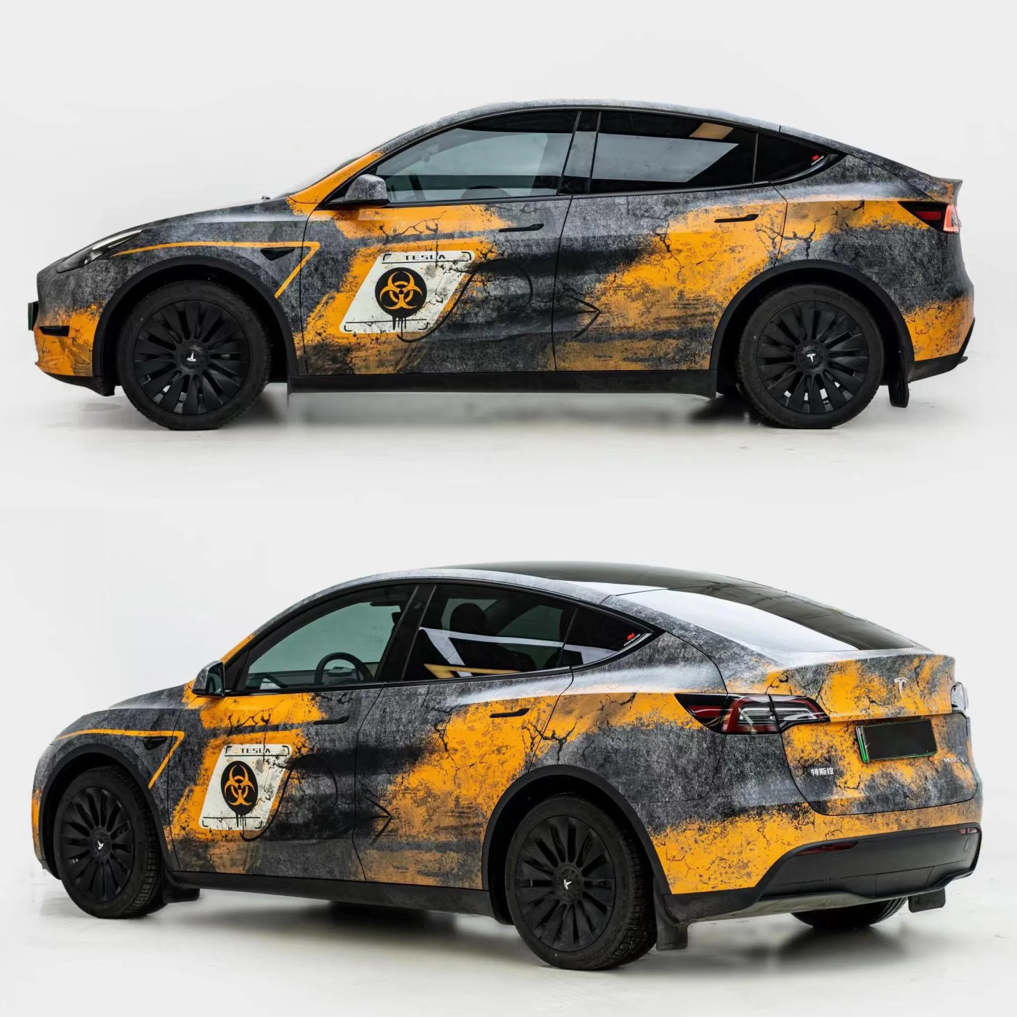 Custom Whole Car Body PVC Vinyl Wrap Roll Gradient Black White Anti Scratch Removable Self Adhesive Color Changing 7.5mil Thick