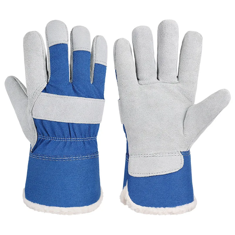 

Labor Protection Gloves Durable Cowhide With Thickened Lining for Cold Storage Handling Snow Shoveling and Cycling Gloves