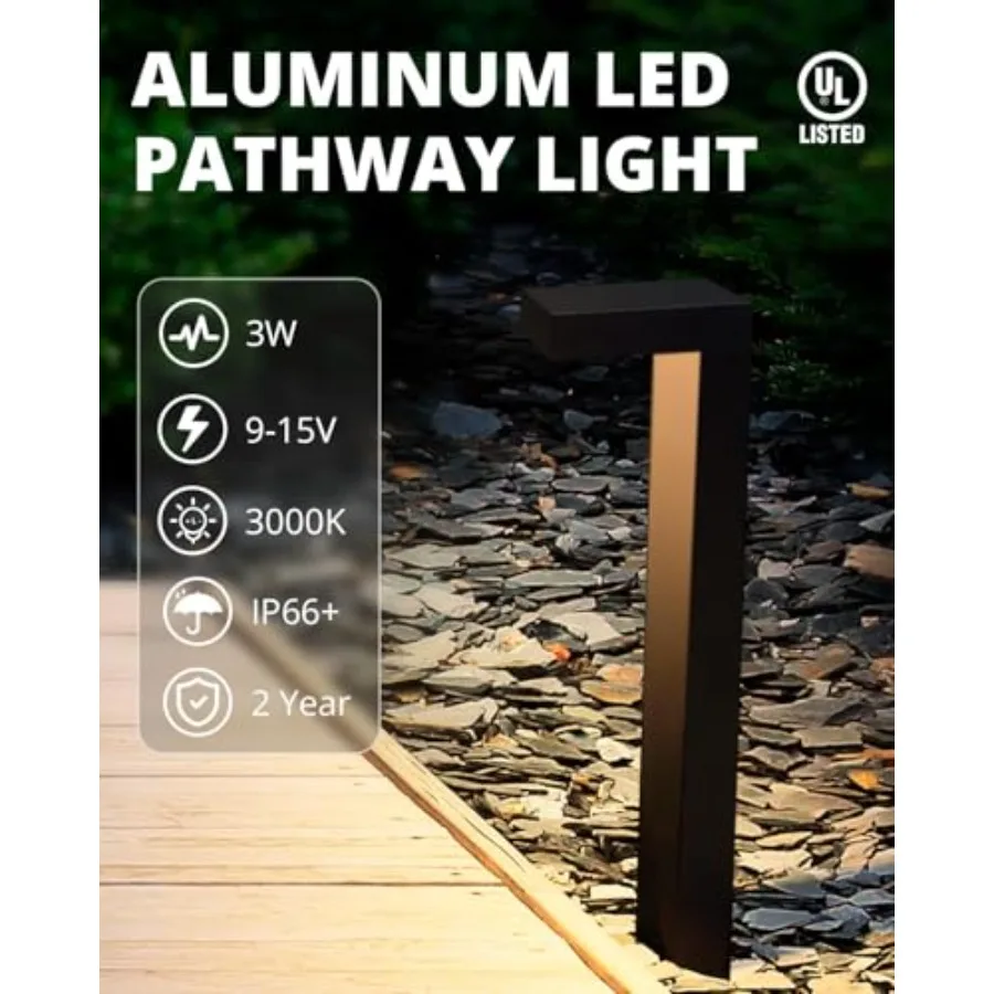 Low Voltage Landscape Lighting, Pathway Lights, 3W 9-15V AC/DC Wired Outdoor LED Landscape Path Lights for Garden Driveway Acce