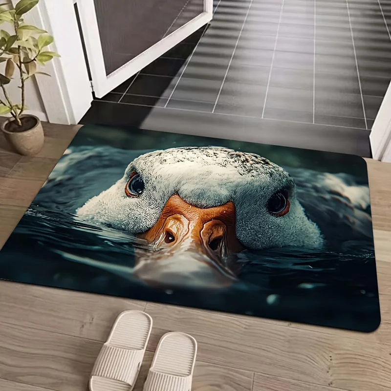 Duck floating design Flannel-printed floor mats has a non-slip function is suitable for entrances bathroom welcome carpets