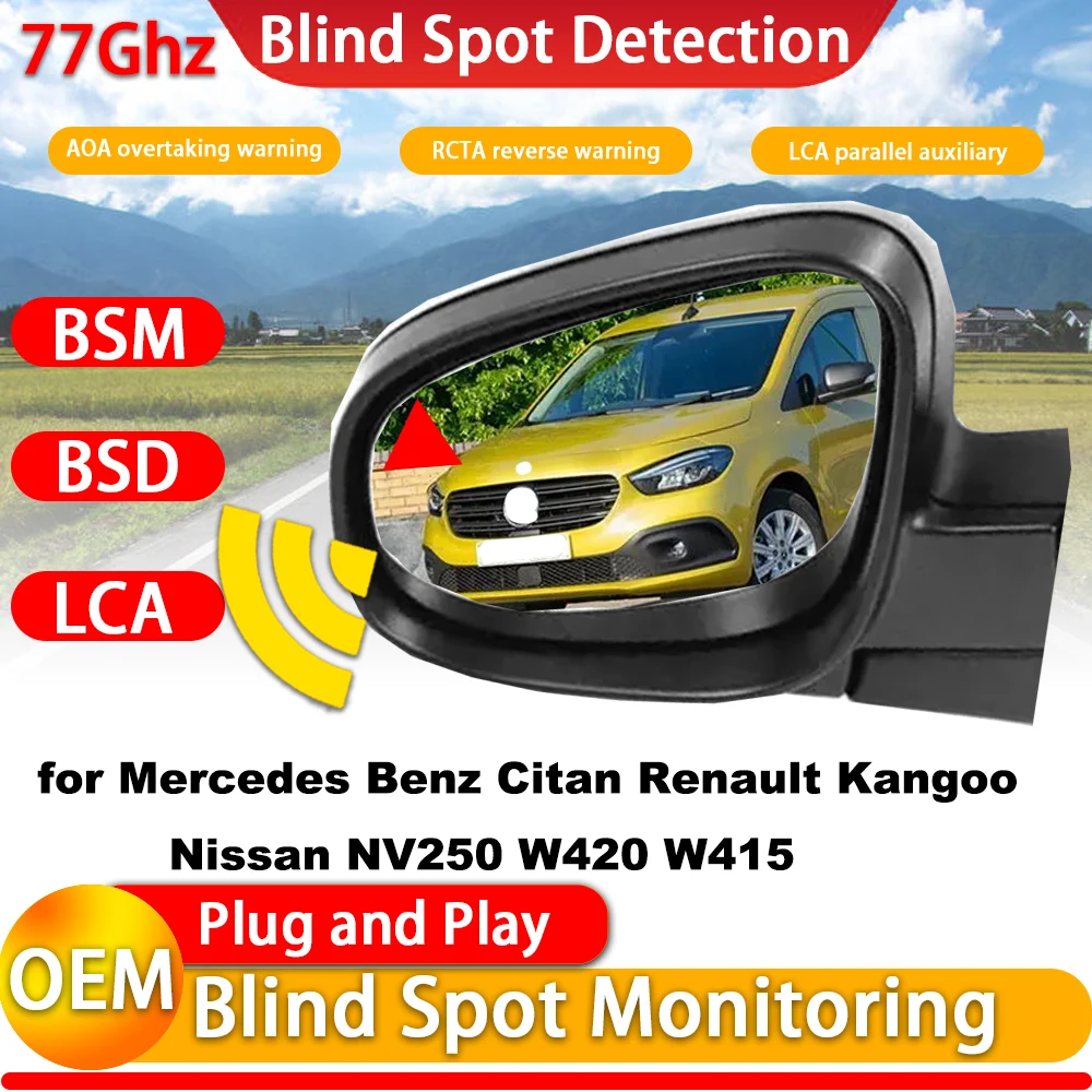 for Mercedes Benz Citan Renault Kangoo Nissan NV250 W420 W415 Active Blind Spot Assist Monitoring Detection System 77Ghz Radar