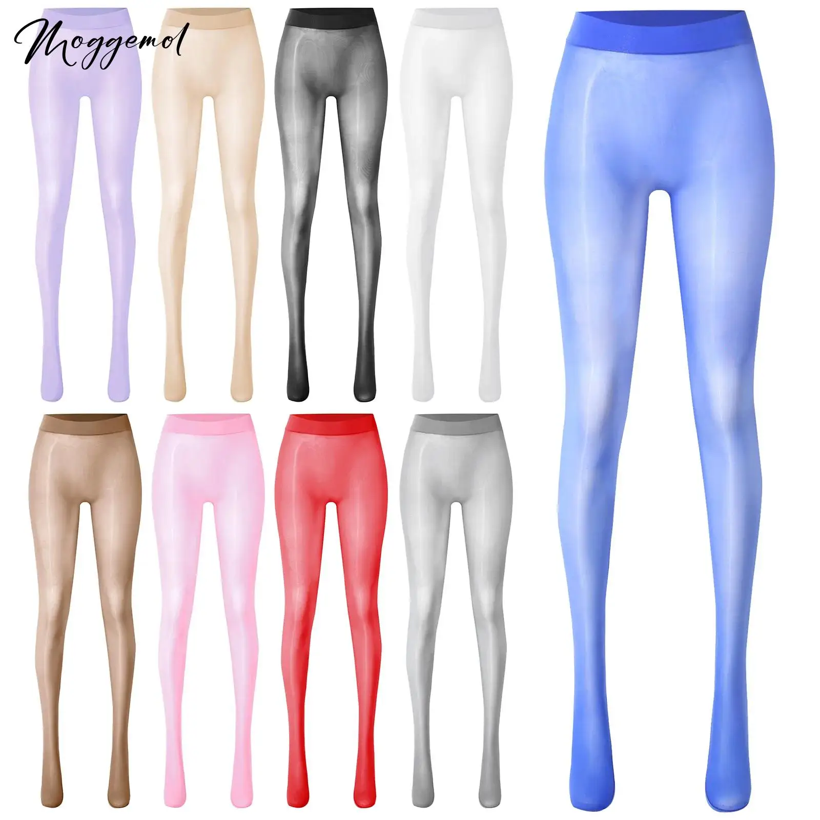 

Womens See Through Mesh Sheer Pantyhose High Waist Seamless Footed Bodystockings Glossy Stretchy Stockings Tights Sexy Leggings