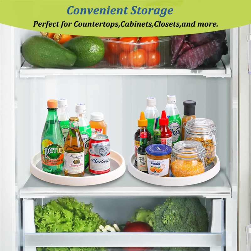 360 Degree Rotating Storage Shelf Bathroom Turntable Cabinet Non-Slip Organizer Tray Spice Round Rack Plate for Kitchen Season