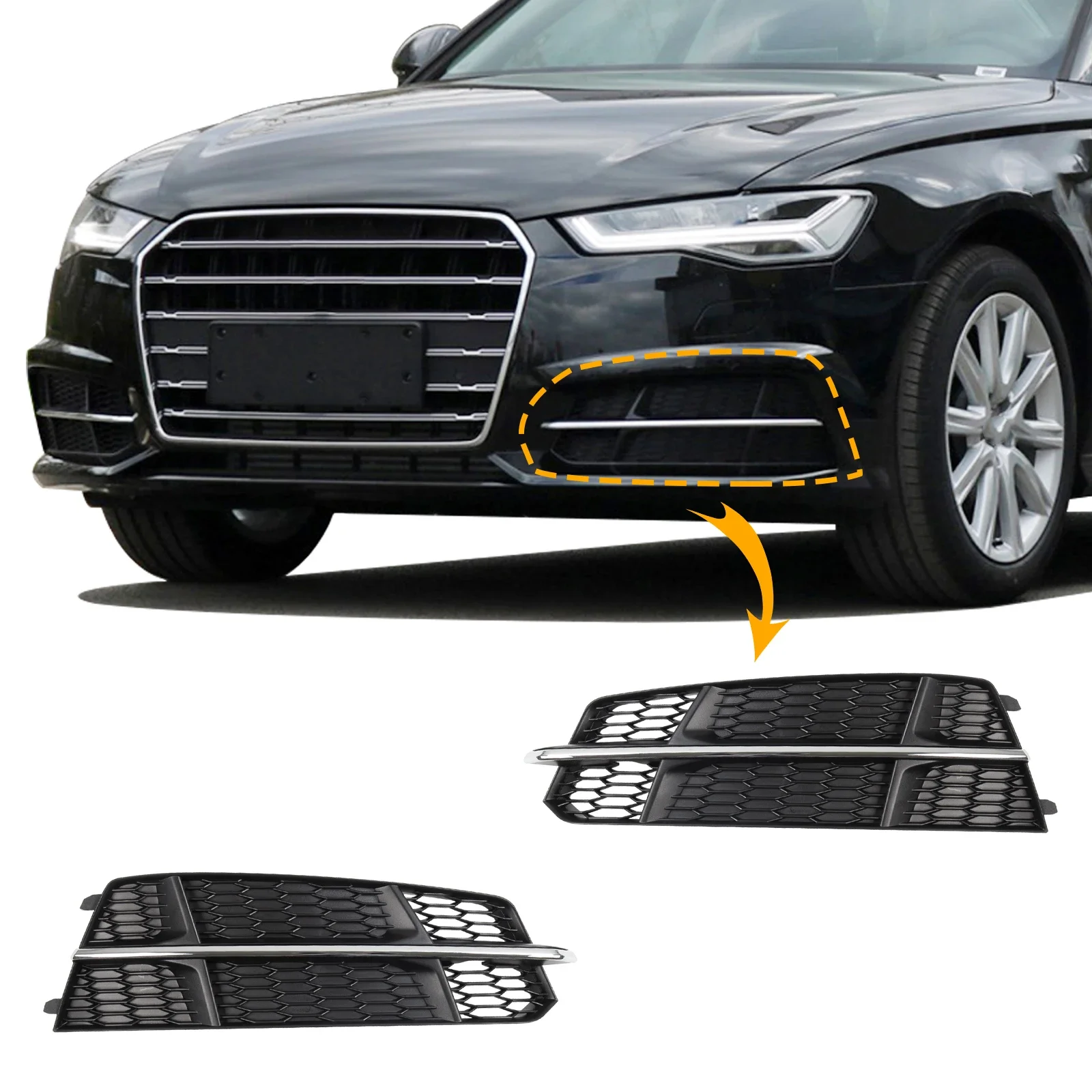 

OLANGDA противотуманные фары гриль крышка рамка абажур для A6 C7 S-Line аксессуары 2015 2016 2017 2018 4G0807681AN 4G0807682AN