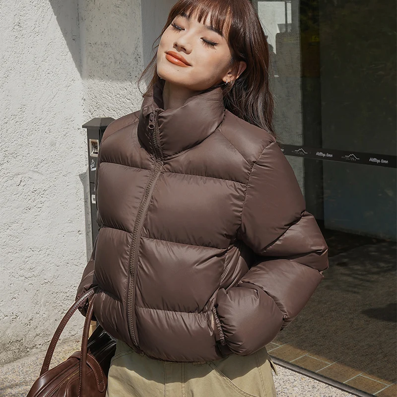 

Winter Cropped Parkas Coat Women 2025 New Windproof Warm Down Cotton Jacket American Street All Match Long Sleeve Outerwear Lady