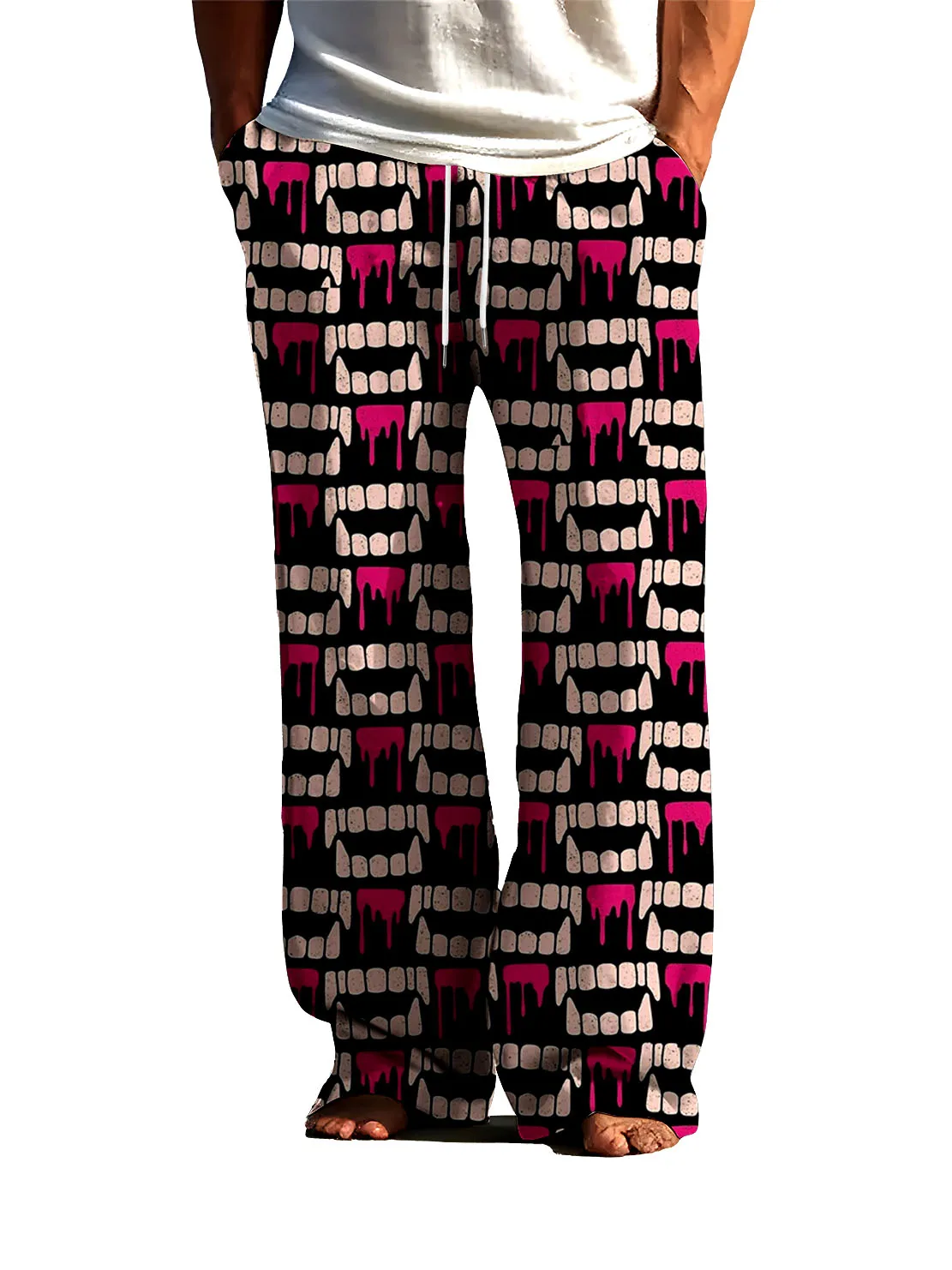 

Модные мужские длинные брюки с острыми зубцами, цифровой 3D-печатью, быстросохнущие и невыцветающие уличные тонкие повседневные брюки