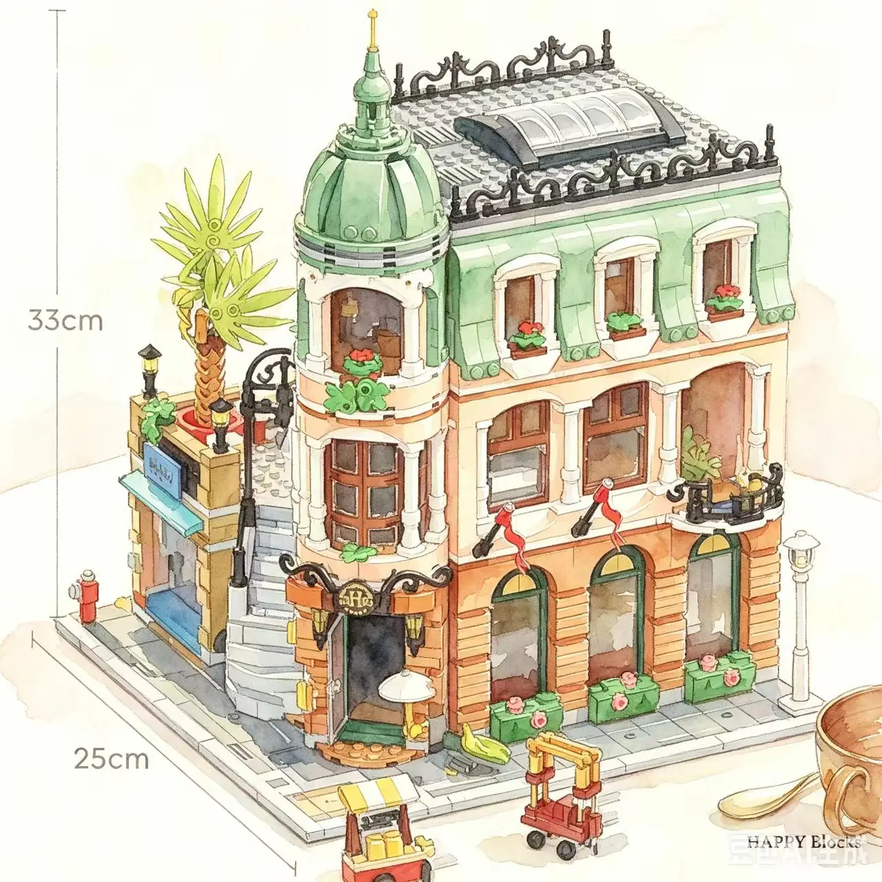 3066pcs Creative Street View Boutique Hotel Building Blocks Architecture Model Moc Assemble Toy Gift For Adult 63336
