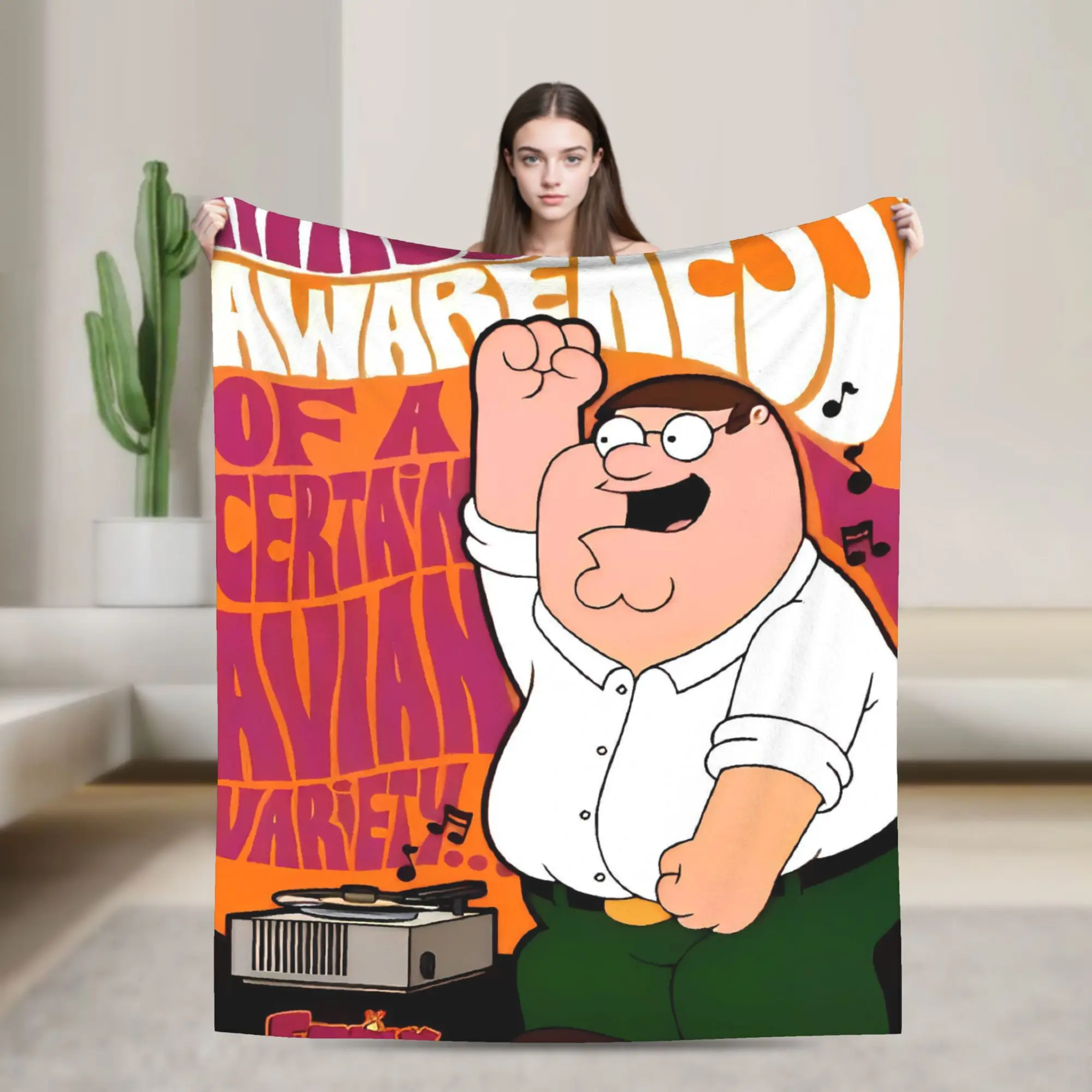 Peter Griffin  Flannel Blanket Winter  Soft Durable Throw Blanket for Boy Girl Bedroom Fluffy Bedspread Sofa Bed Cover