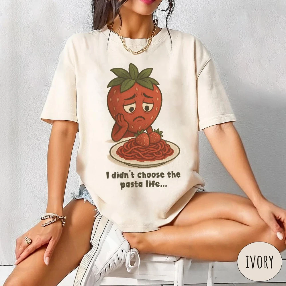 

"I Didn't Choose Pasta" T-shirt: Funny Food Meme T-shirt Unisex Pure Cotton All-Season Base Layer Top oversized t shirt