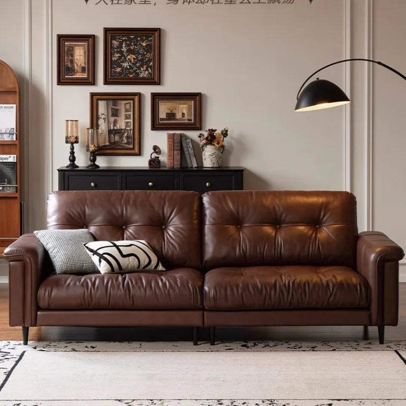 

Furniture sofa, genuine leather American retro first-layer cowhide French retro medieval sofa