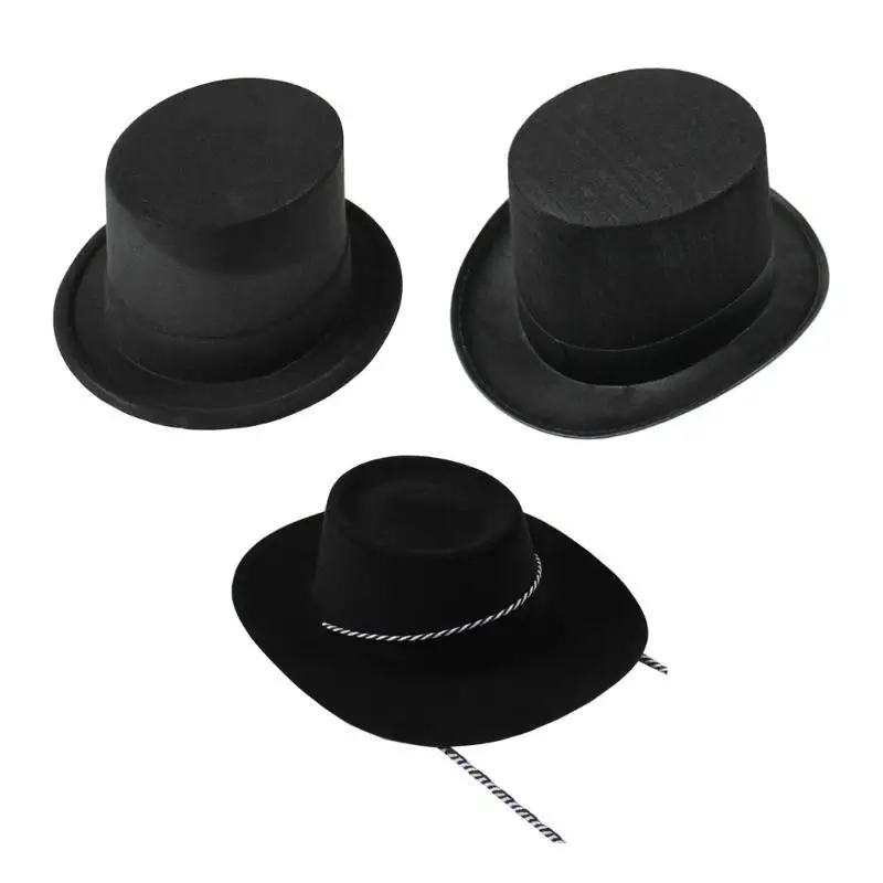 P9FE Roll Trim Zylinder Erwachsene Bühnenauftritte Dress Up Flat Top Fedoras – Detail 4
