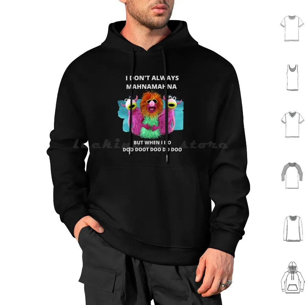 Mahnamahna Hoodie cotton Long Sleeve Funny Tune Music 80s 70s Retro The The Frog Animal Frog Beaker Meme Cute Electric