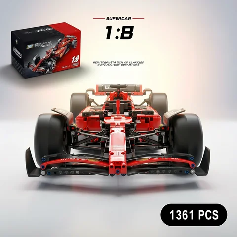 1361PCS Technical 1:8 Scale SF-24 Red  Racing Car Building Blocks Set - MOC Supercar Model Assembly Toy  Birthday Gifts