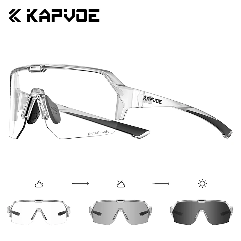 KAPVOE Neue Photochrome Sportbrille Nachtreitausrüstung MTB Fahrrad Racing UV400 Fahrradbrille Outdoor Camping Maske 3