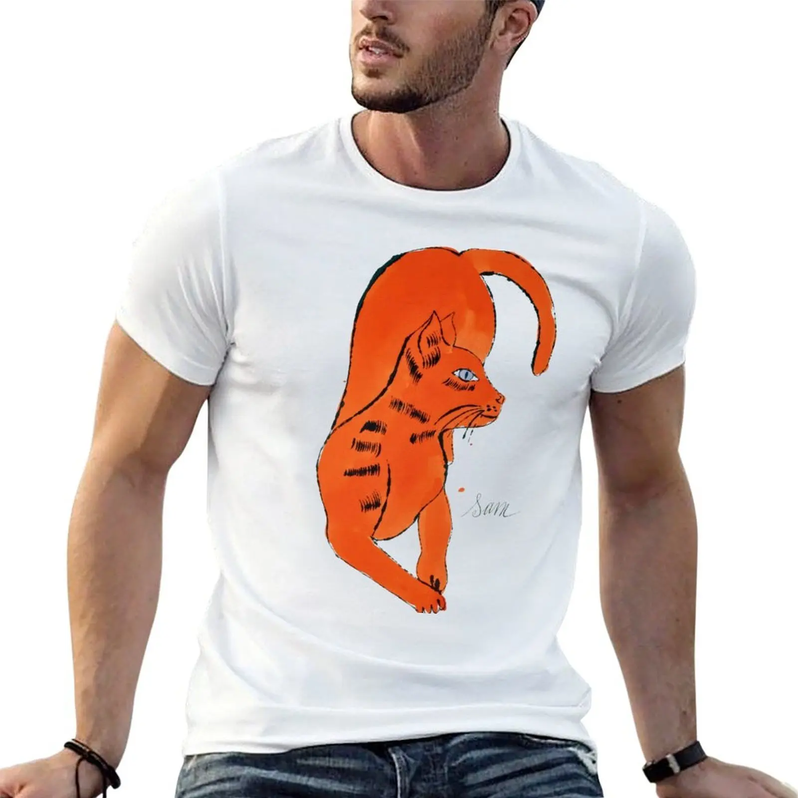 

Andy Warhol : Sam Cat T-Shirt man t shirt designer cotton t shirt man t shirts for man graphic vintage T-Shirt