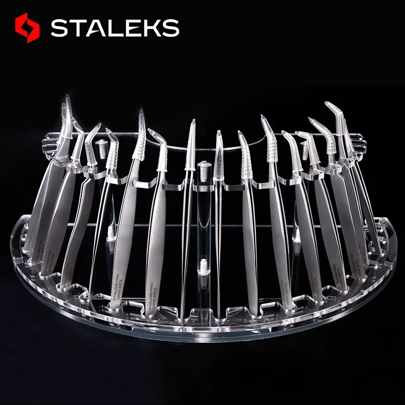 STALEKS PRO 20 Slots Tweezers Storage Display Stand Acrylic Double layers Showing Shelf