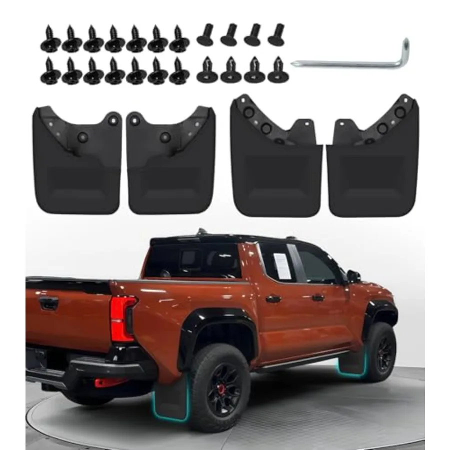 

No-Drill Mud Flaps for 2024-2026 Toyota Tacoma 4th Gen Accessories Mudflaps Splash Guards Front Rear Mudguard Set NOT Fits TRD