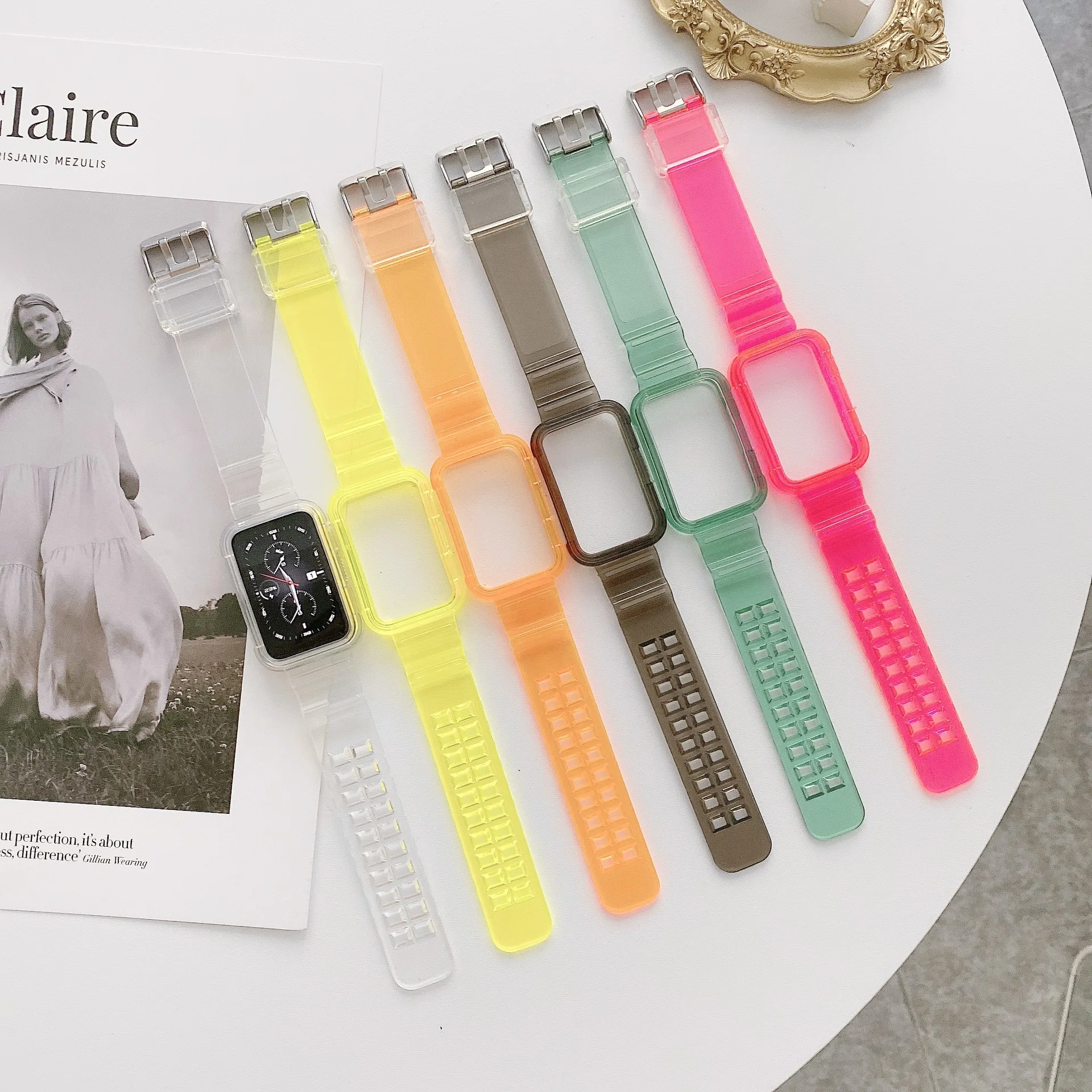 Huawei Watch Fit/Fit2 TPU スタイリッシュな氷河クリアストラップ用の統合された透明ストラップスーツ