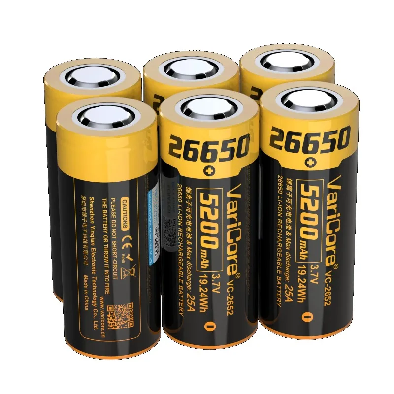 3.7V 5200mAh 26650 Li-ion Battery Rechargeable Equipment Battery Power Battery