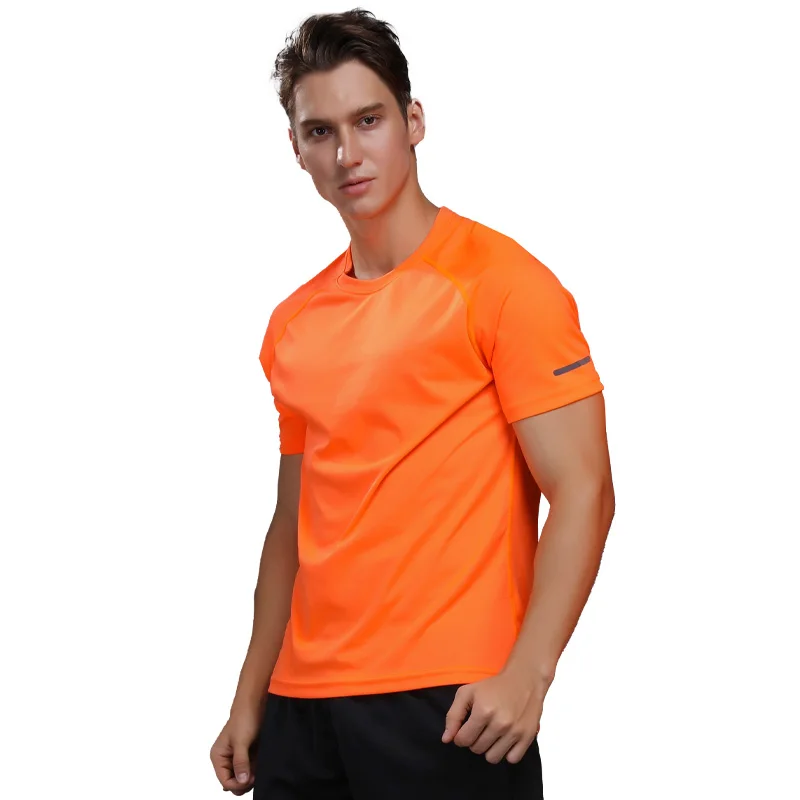 Breathable Short Sleeve Men Running Fitness Tshirt Quick Dry Soccer Jersey Solid Sports Tees Bodybuilding Training Shirts