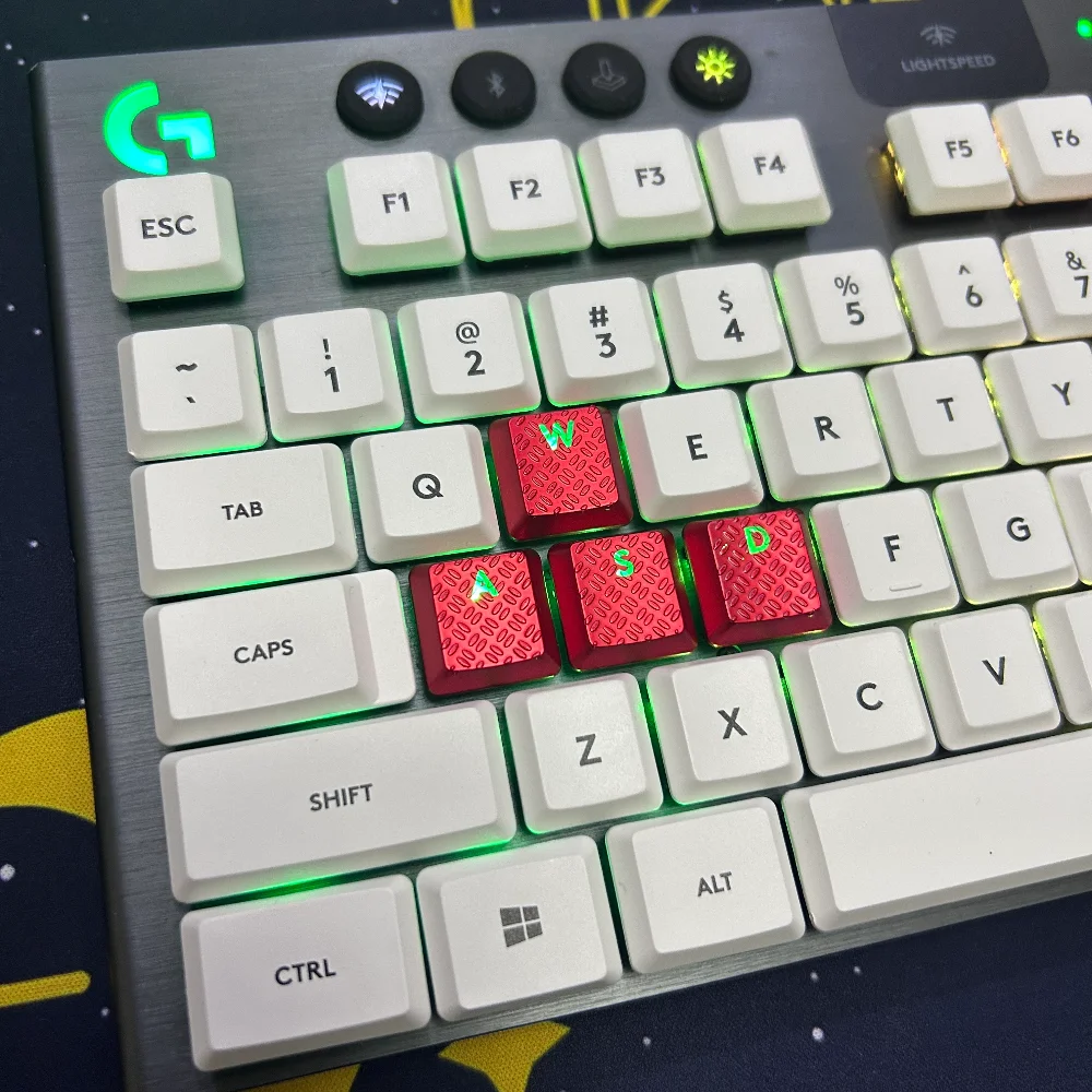 غطاء مفاتيح شفاف ملولب ذو قيمة عالية باللون الأحمر "A,S,D,W" للوحة المفاتيح الميكانيكية Logitech G915/G915TKL/G815/G815TKL، #2
