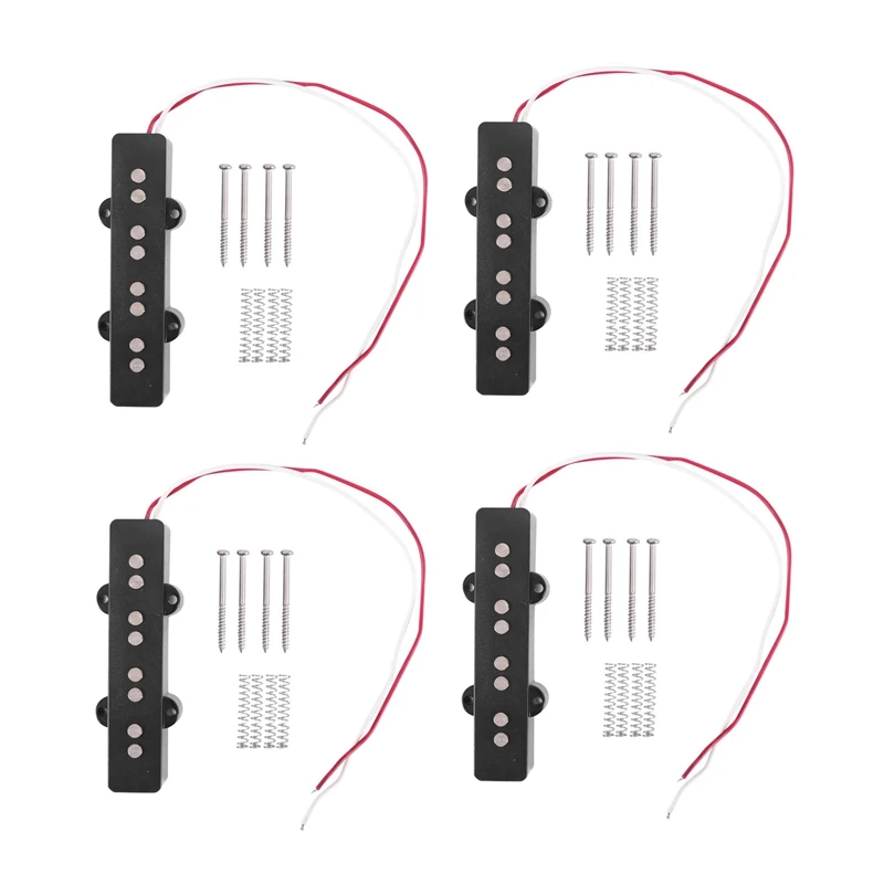 4X Pro Electric Bass Open Type Noiseless Bridge Pickup For 4 String Jazz Bass Jb Style,Black 95X18.3Mm