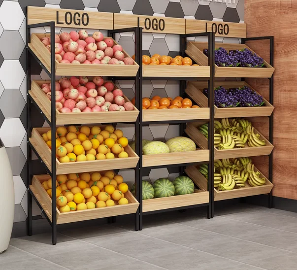 Fruit and vegetable shelves, snack display shelves, kitchen storage shelves, floor standing fruit store shelves