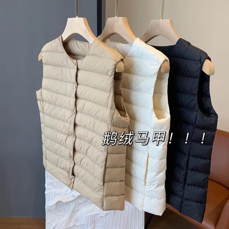 MJ2989~Heavy Industry Cattle Goods Keep Warm Outerwear Vest down White Goose down Vest Jacket Women's Autumn and Winter New Wome