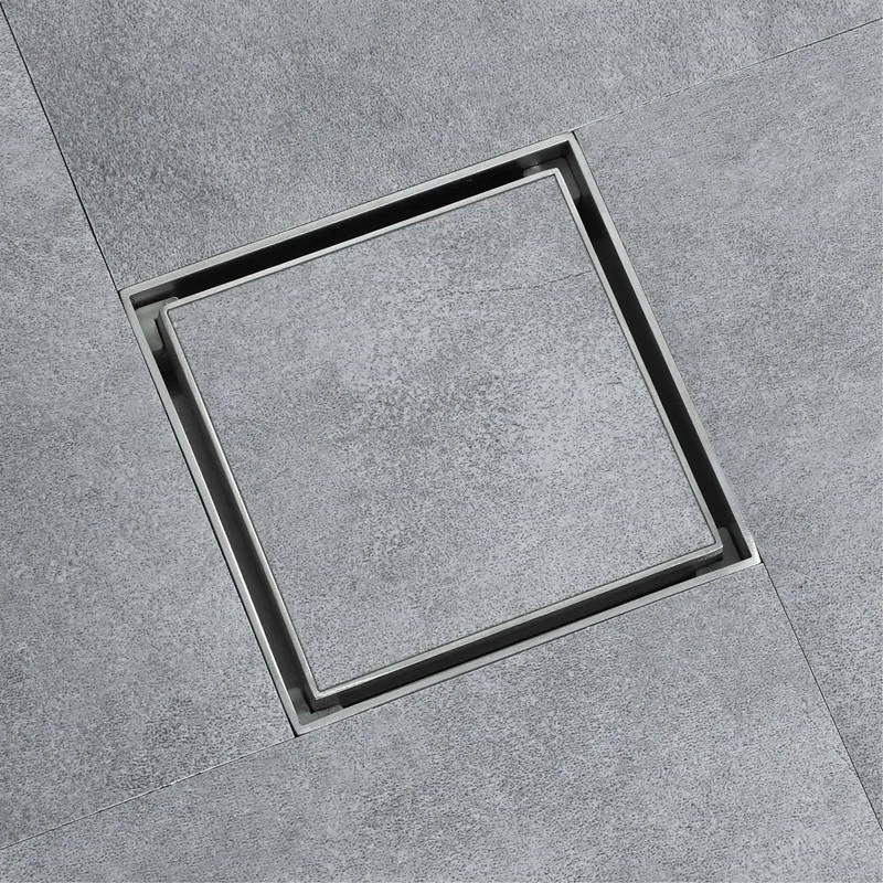 Tile Insert Square Stainless Steel Floor Drain 100X100mm Waste Grates Bathroom Invisible Shower Drain Odor-Proof
