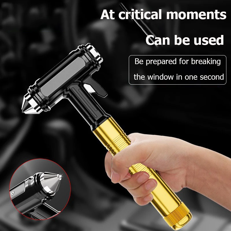 Aluminum alloy escape car safety hammer window breaker can be used for emergency window breaking, embedded with a cutting knife