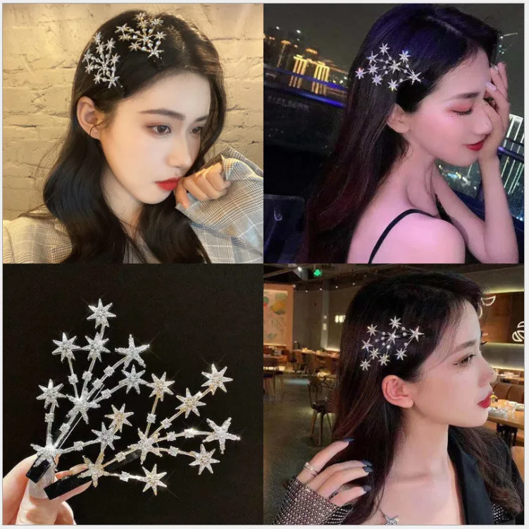 

Shiny Rhinestone Fashionable Sweet and Spicy Side Bangs Women's Hair Clip New Korean Version Sweet Girl Duckbill Clip Top Clip