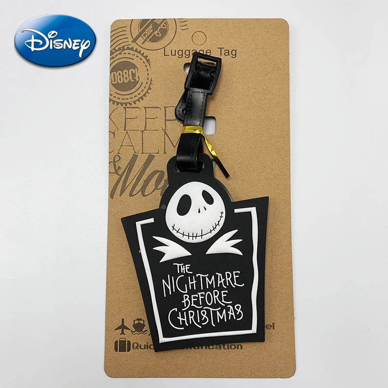 Disney Nightmare Before Christmas Luggage Tags Jack Animation Figures Suitcase Tag Travel Accessories PVC Baggage Holder Label