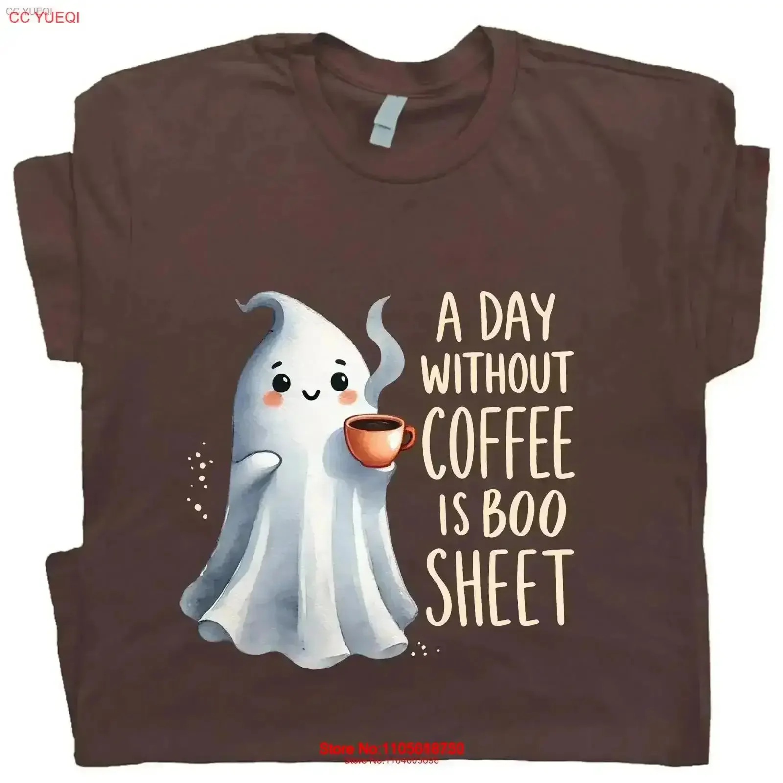 Aquarell-Halloween-Kaffee-Geister-T-Shirt für gruselige Latte-Liebhaber, für Fans und Enthusiasten, Morning Girl Top, Y2K-Vintage, gewaschen