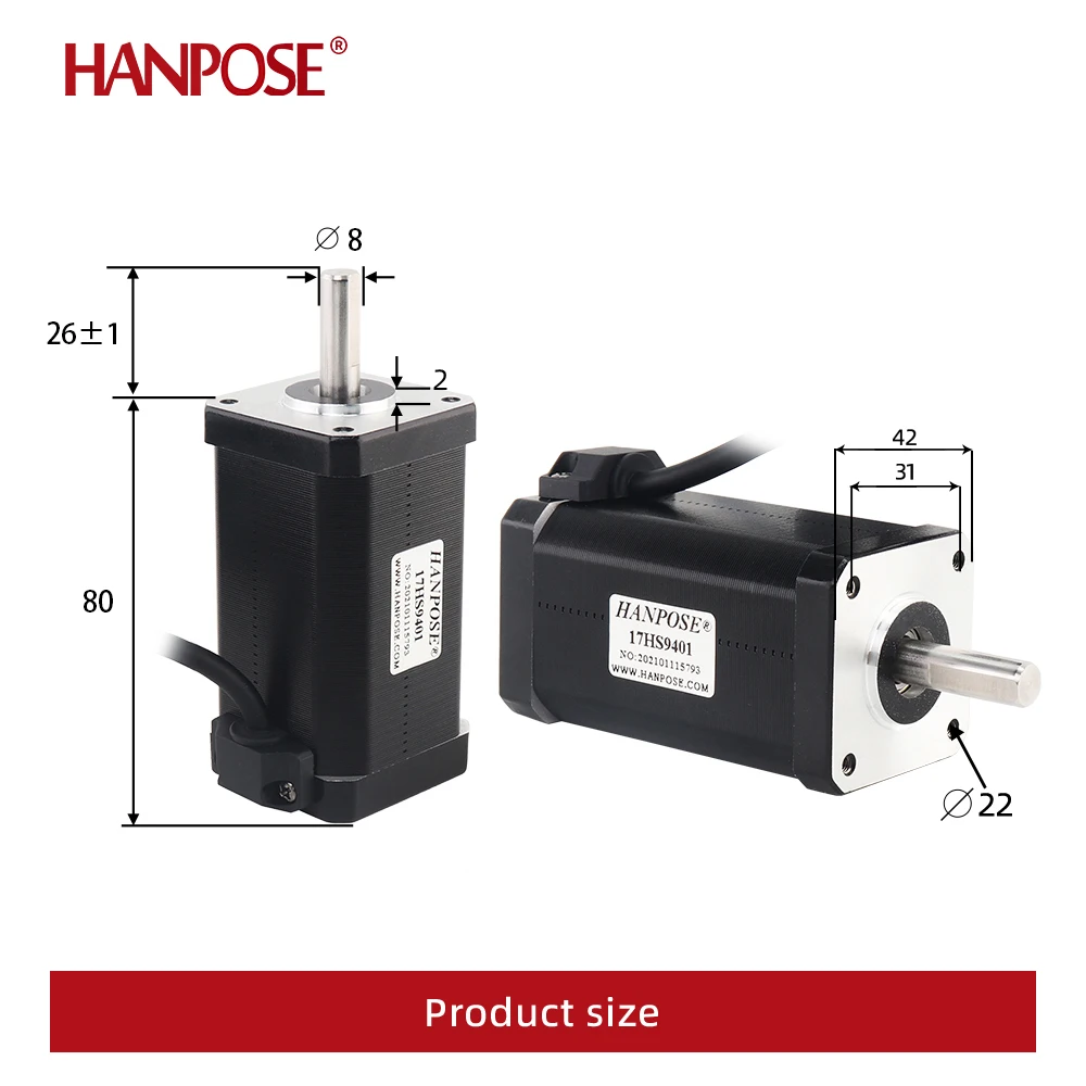 1pcs nema17 stepper motor 80mm 2.8A 90N.CM 17HS9401 4 wire 1.8 degree hybrid CNC milling machine stepper motor