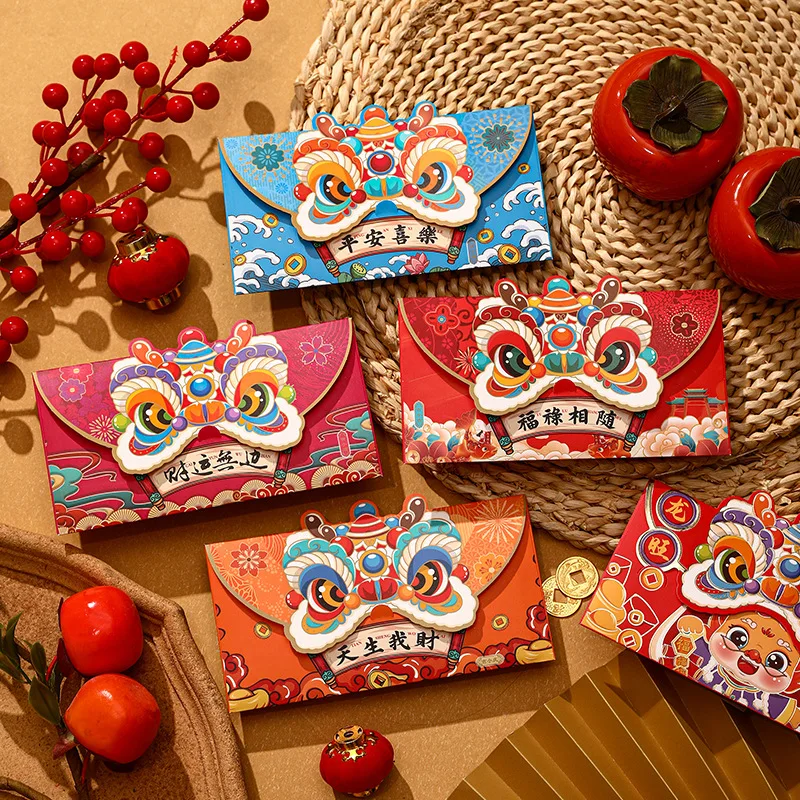 2025 Chinese Red Envelope Serpent Year Spring Festival Dance Lion Lucky CNY Red Envelopes Packet Envelope for Party New Year